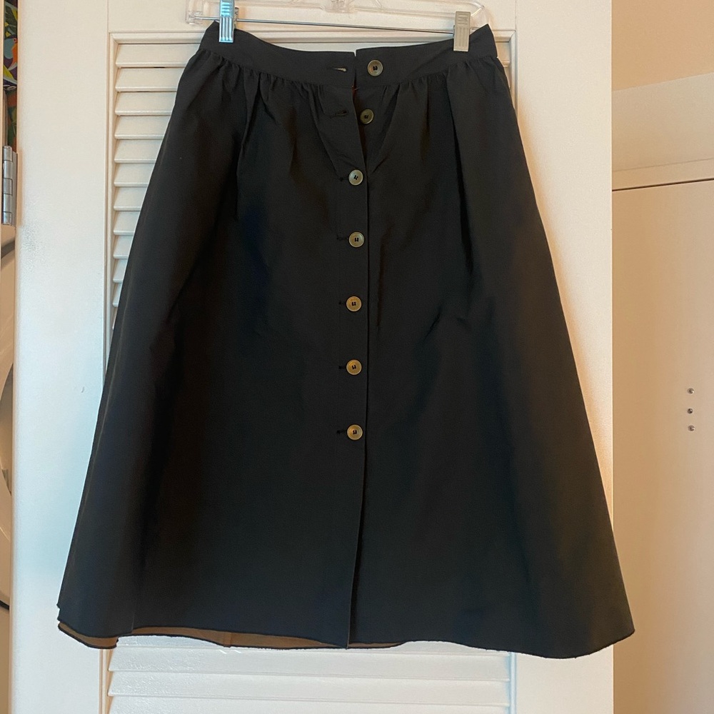 Zara Black Midi Skirt with Button Detail